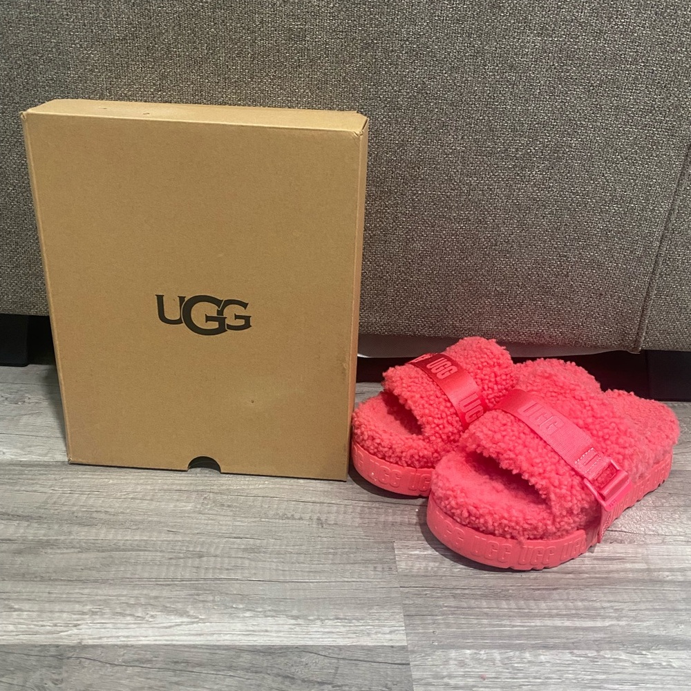 Womens Pink UGG Slippers - Fluffita Size 8
